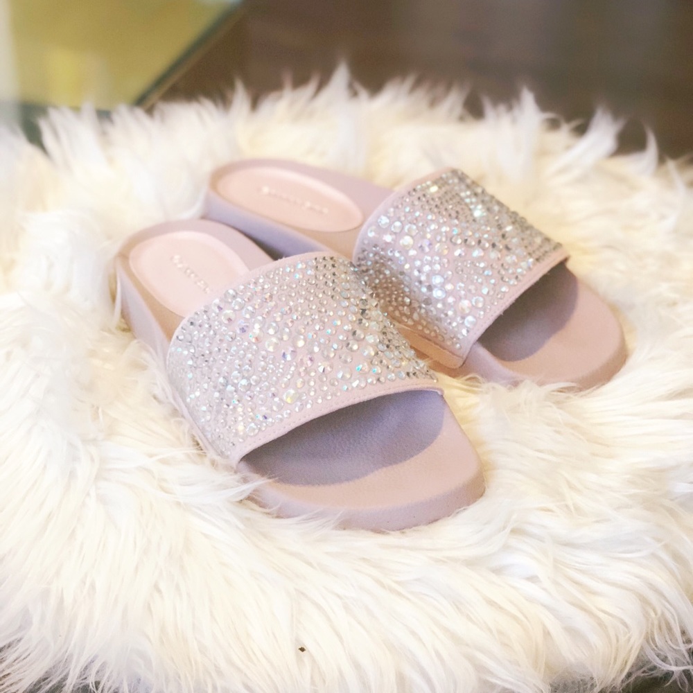 Gianni Bini Pink Flat Slide Banded Sandals